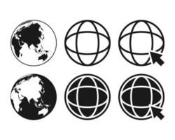 verzameling van wereldbol pictogram symbool, ga naar web pictogram vector illustratie kleur bewerkbare geïsoleerd op lege achtergrond