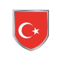 vlag van turkije met metalen schildframe vector