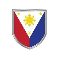 vlag van filippijnen met metalen schildframe vector