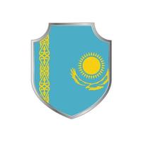 vlag van kazachstan met metalen schildframe vector