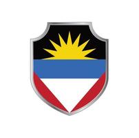 vlag van antigua en barbuda met metalen schildframe vector