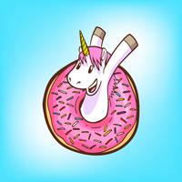 schattige eenhoorn en donuts vector