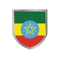 vlag van ethiopië met metalen schildframe vector