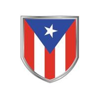 vlag van puerto rico met metalen schildframe vector