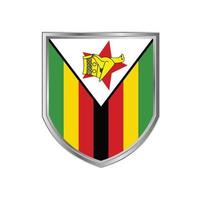 vlag van Zimbabwe met metalen schildframe vector