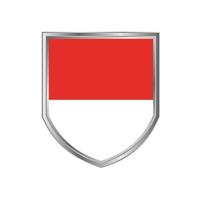 vlag van indonesië of monaco met metalen schildframe vector