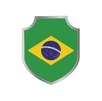 vlag van brazilië met metalen schildframe vector