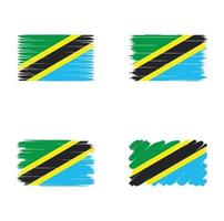 collectie vlag van tanzania vector