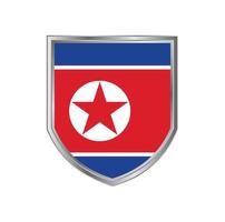 vlag van noord-korea met metalen schildframe vector