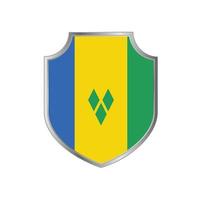 vlag van sint vincent en de grenadines met metalen schildframe vector