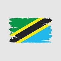 vlag van Tanzania met penseelstijl vector