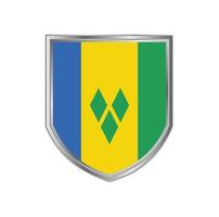 vlag van sint vincent en de grenadines met metalen schildframe vector