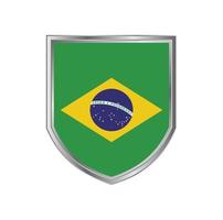 vlag van brazilië met metalen schildframe vector