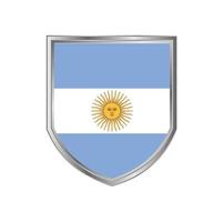 vlag van argentinië met metalen schildframe vector