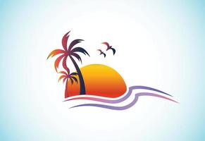 eenvoudig modern uniek tropisch strandlogo-ontwerp vector