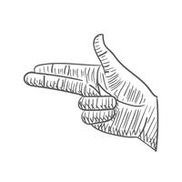 Hand die teken zoals kanon met twee in hand tekeningskrabbel aansteken die het uitstekende symbool van het de illustratiepictogram van de stijlillustratie broeden vector
