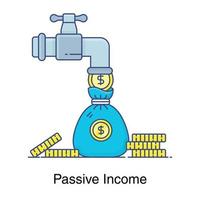 contant kraanpictogram in plat ontwerp passief inkomen concept vector