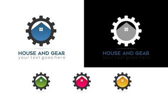 huis en versnelling logo sjabloon ontwerp vector concept