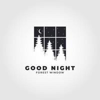nacht raam logo minimalistisch vector illustratie ontwerp creatief