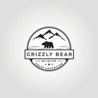 grizzly beer badge logo vector illustratie ontwerp. vintage beer symbool