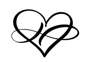 Hart liefde teken voor altijd logo. Infinity Romantisch symbool gekoppeld, join, passie en huwelijk. Sjabloon voor t-shirt, kaart, poster. Ontwerp platte element van dag van de Valentijnskaart. Vector illustratie