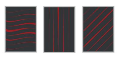 set verzameling abstracte rode lijnen op zwarte achtergrond vector