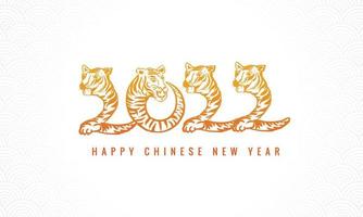 Chinees nieuwjaar 2022-symbool versierd met een kaartontwerp met tijgergezicht vector