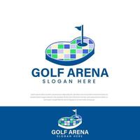 golfarena-logo, eenvoudig creatief symbool, geruit eiland, pictogram, sjabloon vector