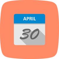 30 april Datum op een eendaagse kalender vector