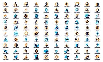 abstract geometrisch bedrijf zakelijk uniek logo ontwerp set beste collectie geel blauw marine kleur vector