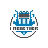 logistiek vrachtwagen schild logo vector