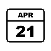 21 april Datum op een eendaagse kalender vector