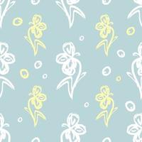 handgetekende bloemen achtergrond. vector naadloze patroon in doodle stijl. gele en witte bloemen op een grijze achtergrond. ideaal voor stof, huishoudtextiel.