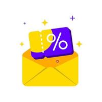 kreeg een korting, coupon, voucher met envelop concept illustratie platte ontwerp vector eps10. modern grafisch element voor bestemmingspagina, lege staat ui, infographic, pictogram