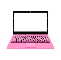 realistische laptop vectorillustratie in zwarte en roze kleur vector