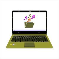 realistische laptop vectorillustratie weergave muziek mediaspeler vector