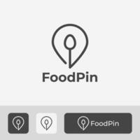 voedsel locatie modern logo sjabloon, met lepel en pin pictogram symbool element combinatie vector