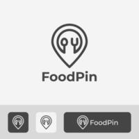 voedsel locatie logo, met lepel, vork, pin locatie pictogram vector ontwerp
