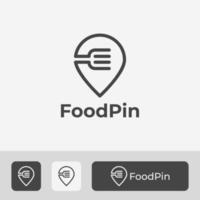 food pin locatie logo-ontwerp met vorkpictogram vector