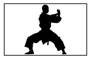 silhouet van wushu vechter - Chinese krijgshaftig kunsten illustratie vector