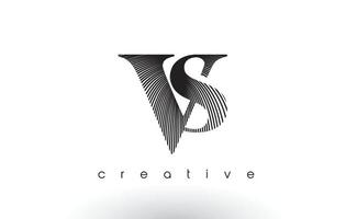 vs logo-ontwerp met meerdere lijnen en zwart-witte kleuren. vector