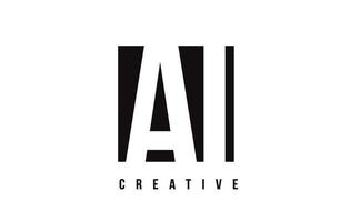 ai ai witte letter logo-ontwerp met zwart vierkant. vector