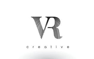 vr-logo-ontwerp met meerdere lijnen en zwart-witte kleuren. vector