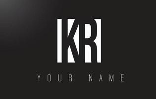 kr-letterlogo met zwart-wit negatief ruimteontwerp. vector