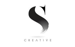 artistieke s penseelstreek brief ontwerp logo pictogram vector. elegante minimalistische borstelletteridentiteit vector