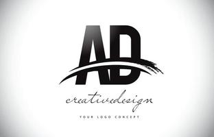 advertentie advertentie letter logo-ontwerp met swoosh en zwarte penseelstreek. vector