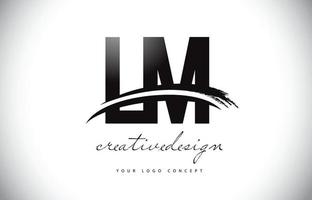 lm lm letter logo-ontwerp met swoosh en zwarte penseelstreek. vector