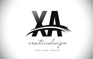 xa xa letter logo-ontwerp met swoosh en zwarte penseelstreek. vector