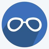 vintage bril pictogram in trendy lange schaduw stijl geïsoleerd op zachte blauwe achtergrond vector
