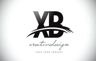 xb xb letter logo-ontwerp met swoosh en zwarte penseelstreek. vector